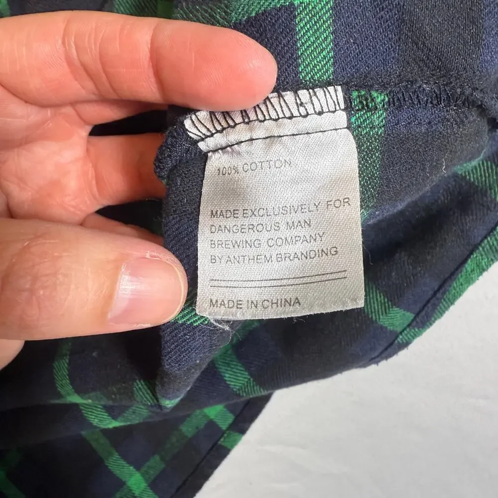 Dangerous Man Brewing Company Men Flannel Shirt Elbow Patch Pearl Bottons Size M - Picture 13 of 13